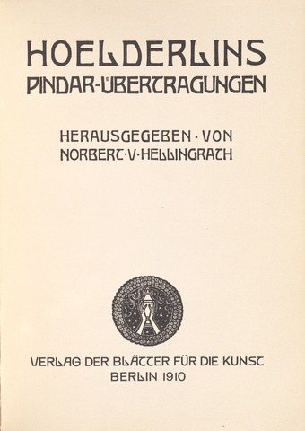 38_Hölderlins Pindar-Übertragungen, Titelblatt HA 1950.416 [Erste Drucke, 1 Ex.].jpg