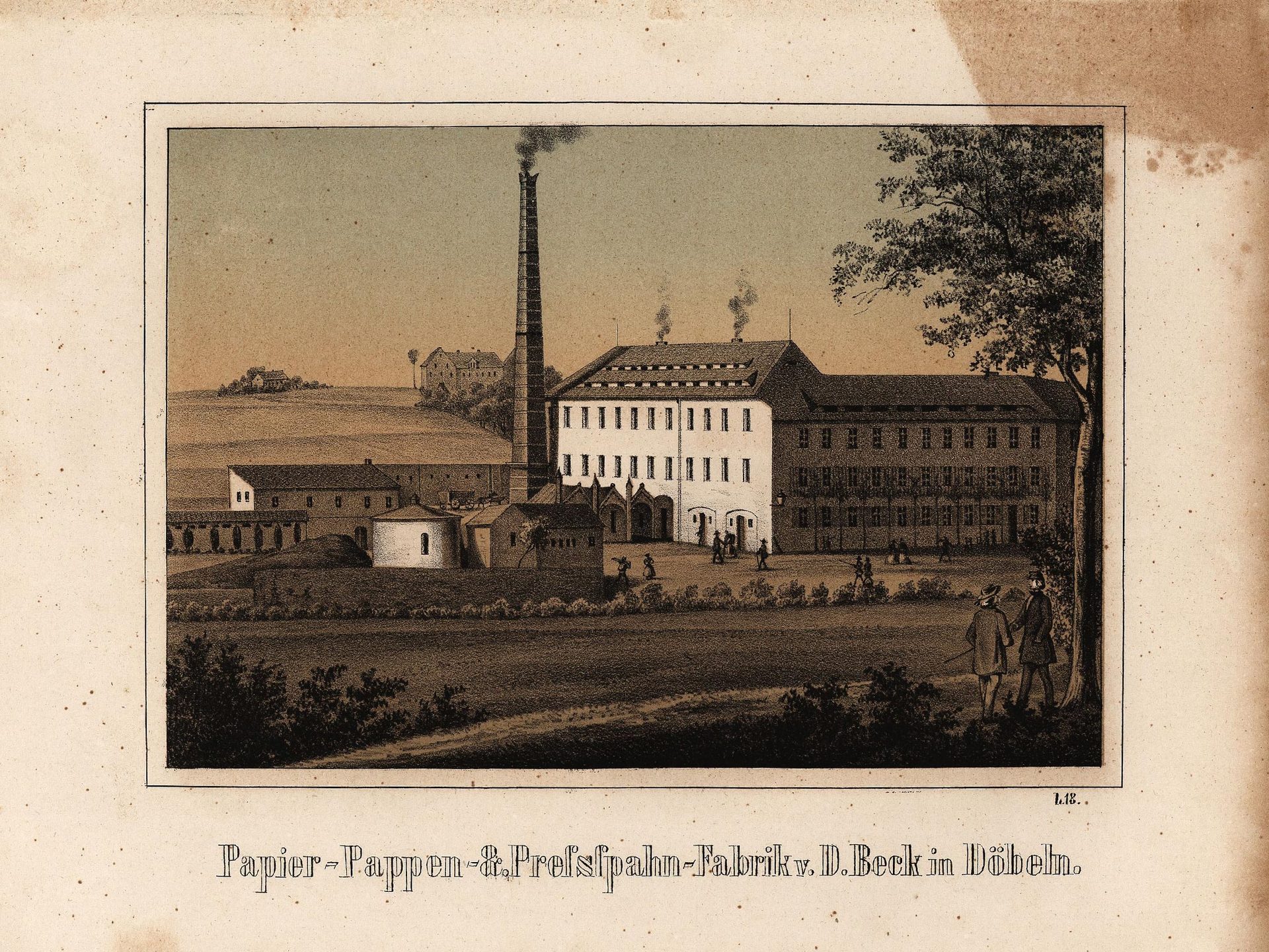 Papier-Pappen- &amp; Preßspahnfabrik v. D. Beck in Döbeln