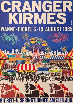 Cranger Kirmes 1965 mit Reit- und Stpringturnier, Werbeplakat.jpg
