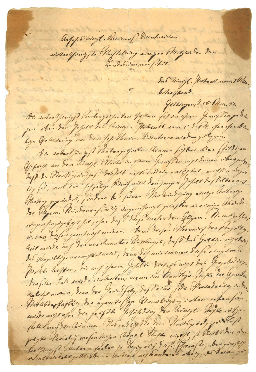 Abschrift der Protestation der Göttinger Sieben vom 18. November 1837