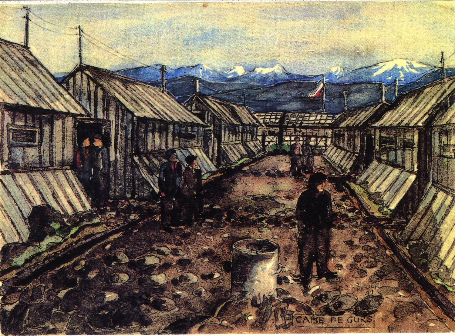 Lagerstraße im Konzentrationslager Gurs, 1941