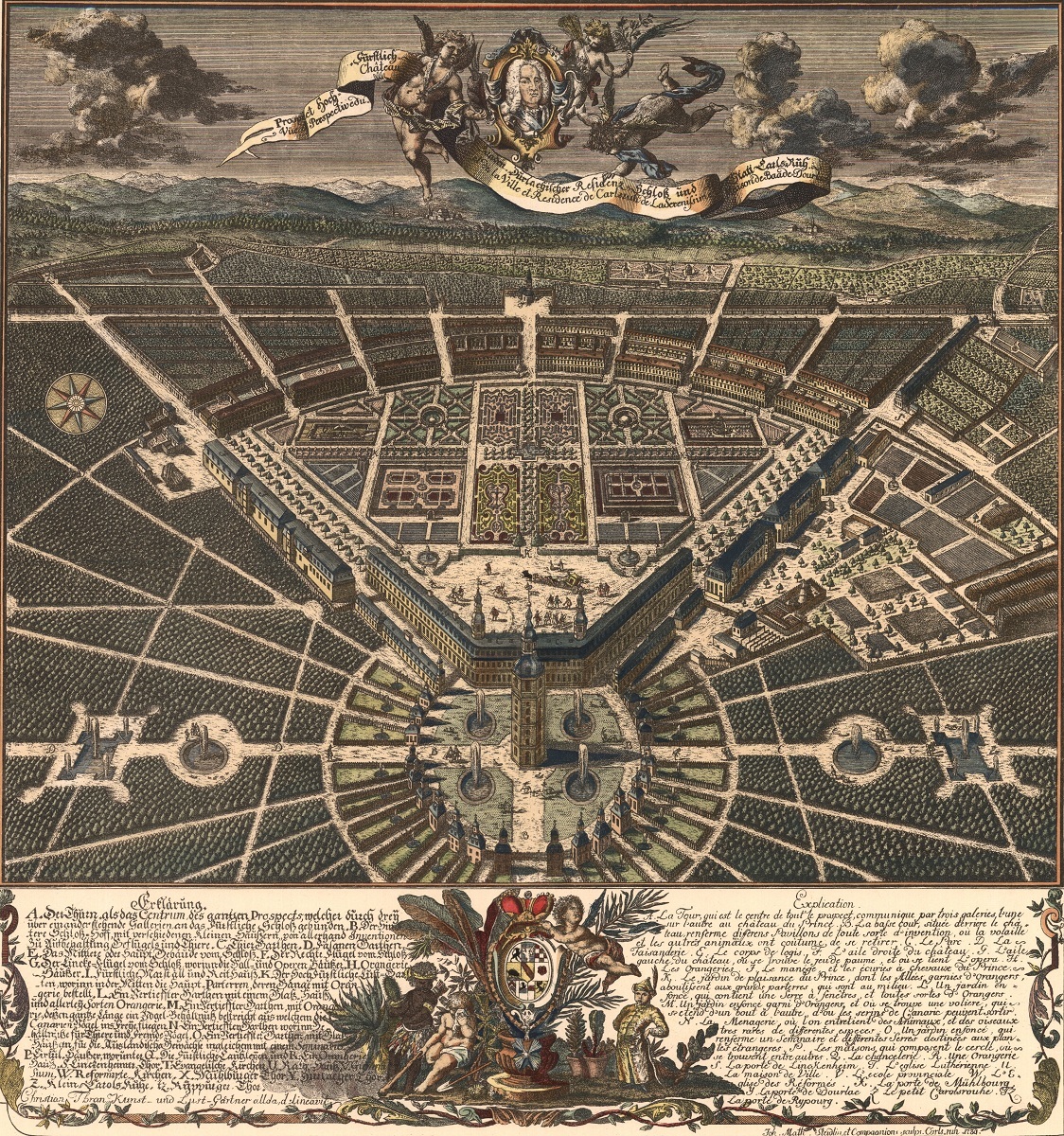 Karlsruher Stadtansicht aus dem Jahr 1739
