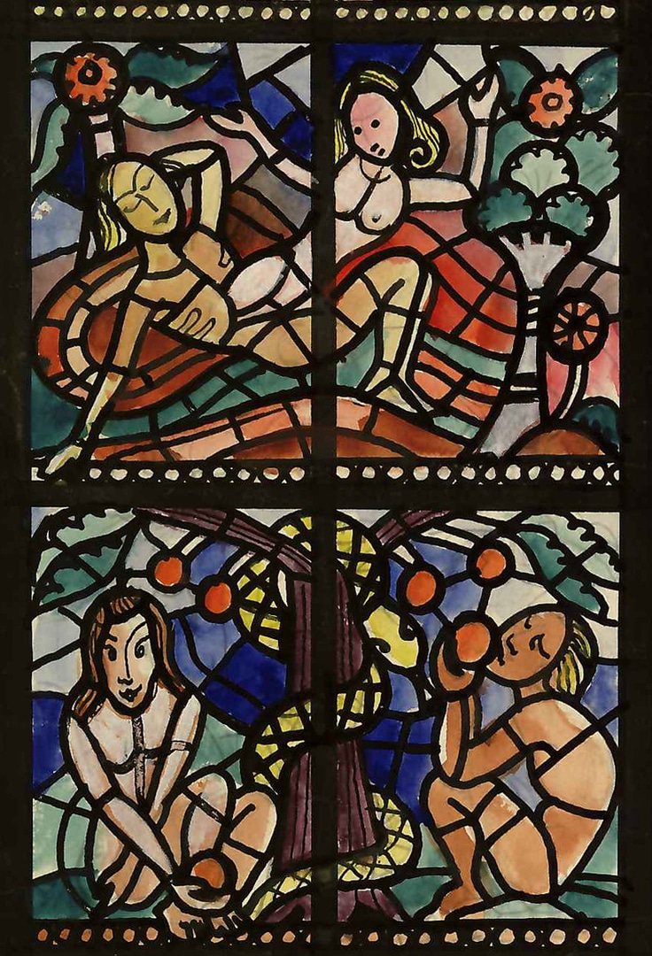 01c-0026-NachlassErhardtKlonk-EntwurfGlasfensterEvStadtkircheAnnweiler1952 Adam und Eva.jpg