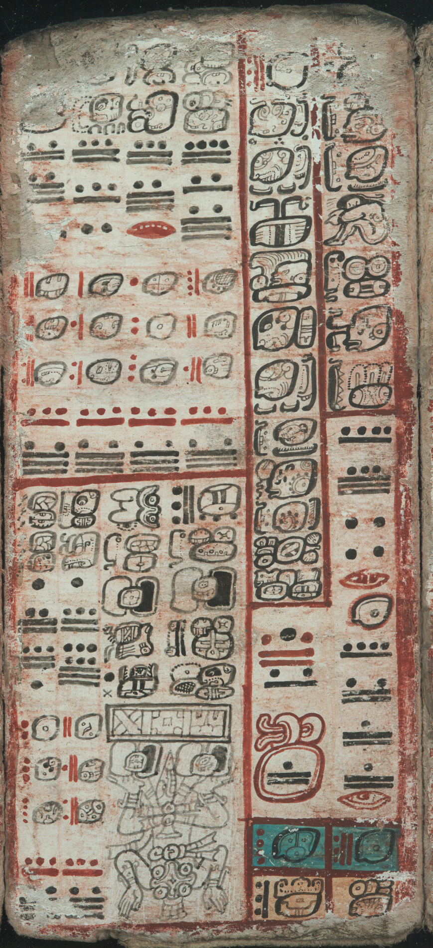 Codex Dresdensis, S. 58: Finsternistafel und Einleitung zu den Vielfachen von 78 Tagen