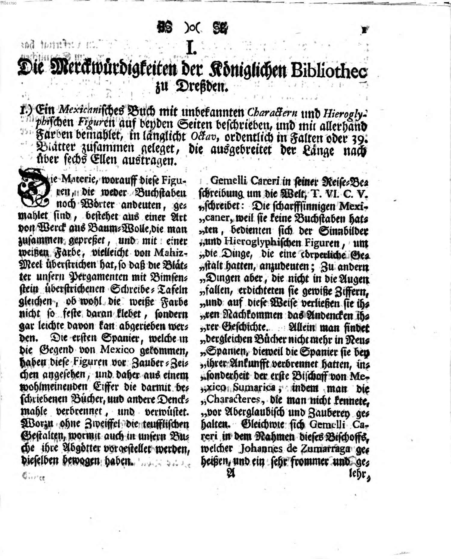 Johann Christian Götze, Die Merckwürdigkeiten Der Königlichen Bibliotheck zu Dreßden, Einzelseite