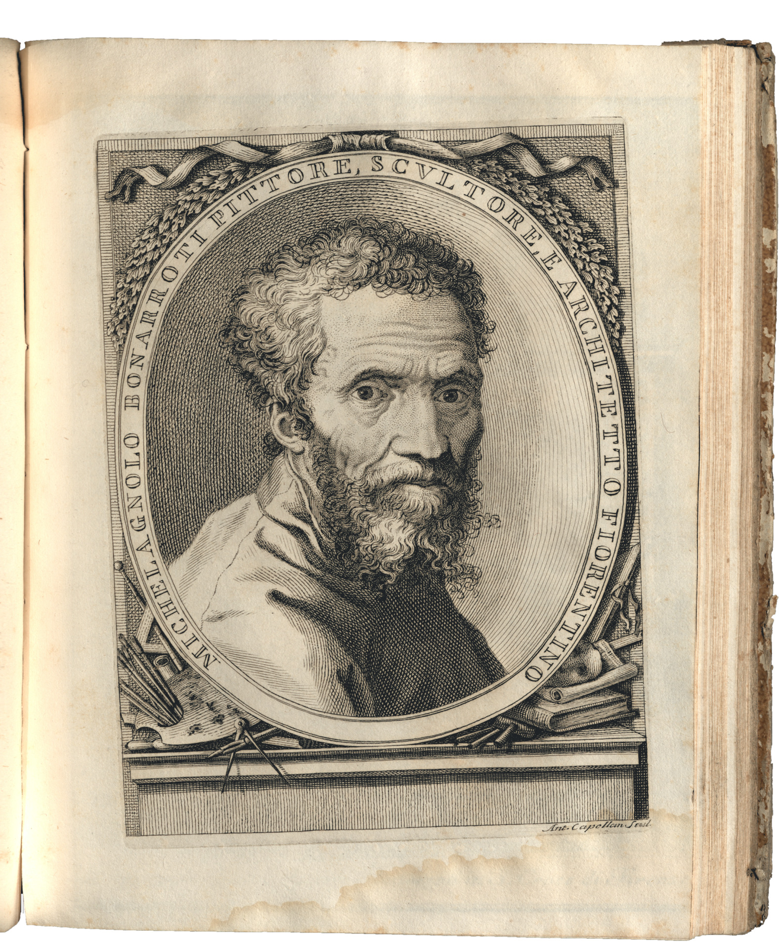Antonio Capellan [Stecher], Porträt Michelangelo_beschn.png