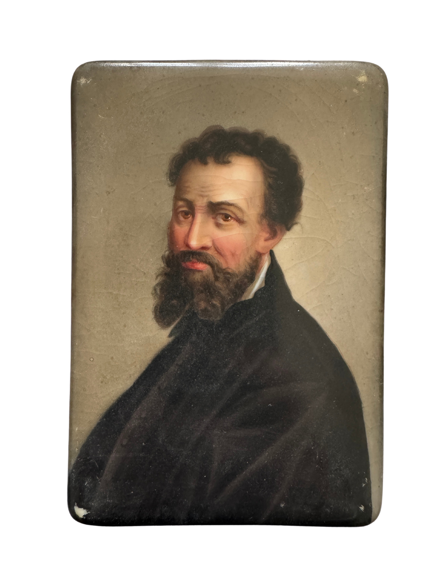 Bildnis Michelangelos, deutsch, 19. Jhdt.   Malerei auf Porzellan.png