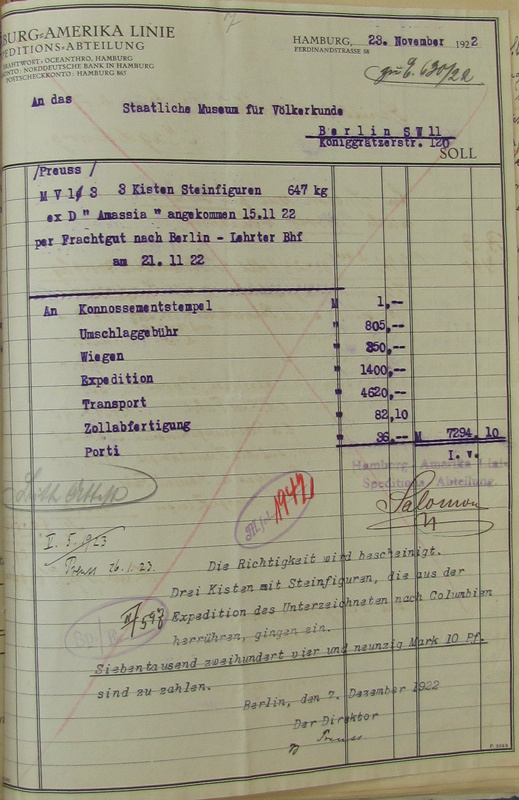 Transportrechnung vom 23. November 1922
