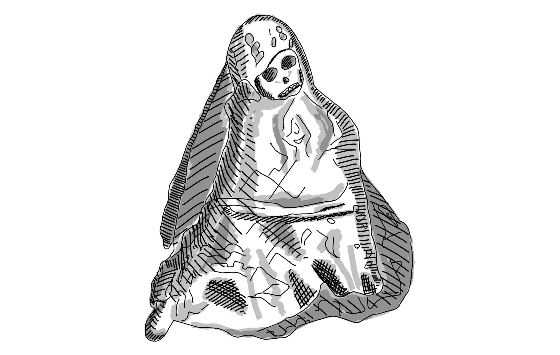 Sketch of the mummified person in the BASA Museum. Sketch of the mummified person in the BASA Museum.