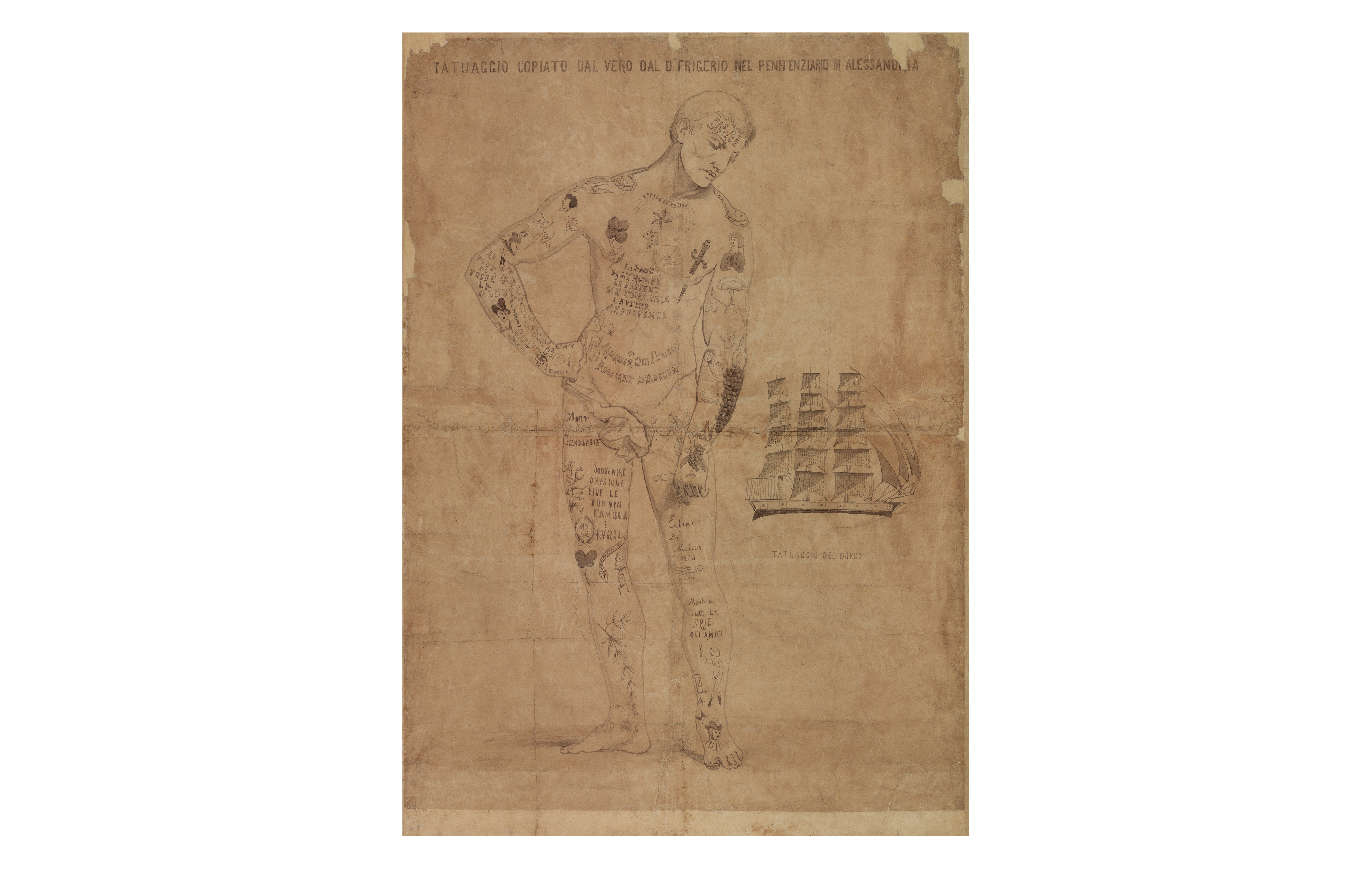 Tattoo Drawing from Alessandria in the “Cesare Lombroso” Museum of Criminal Anthropology.