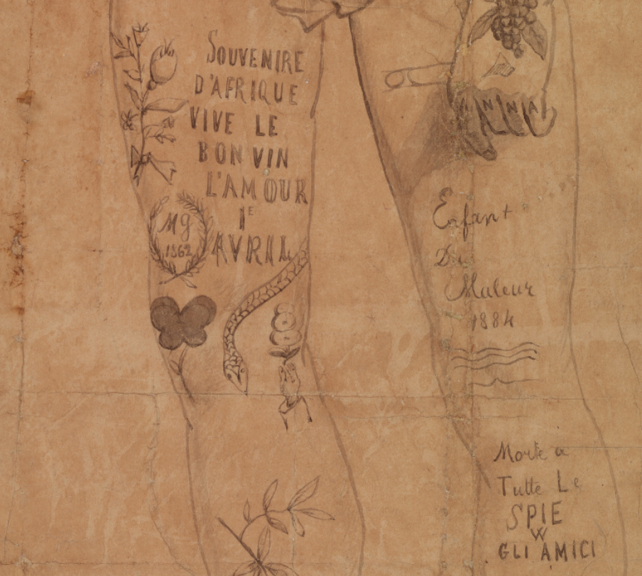 Tattoo Drawing from Alessandria in the “Cesare Lombroso” Museum of Criminal Anthropology.