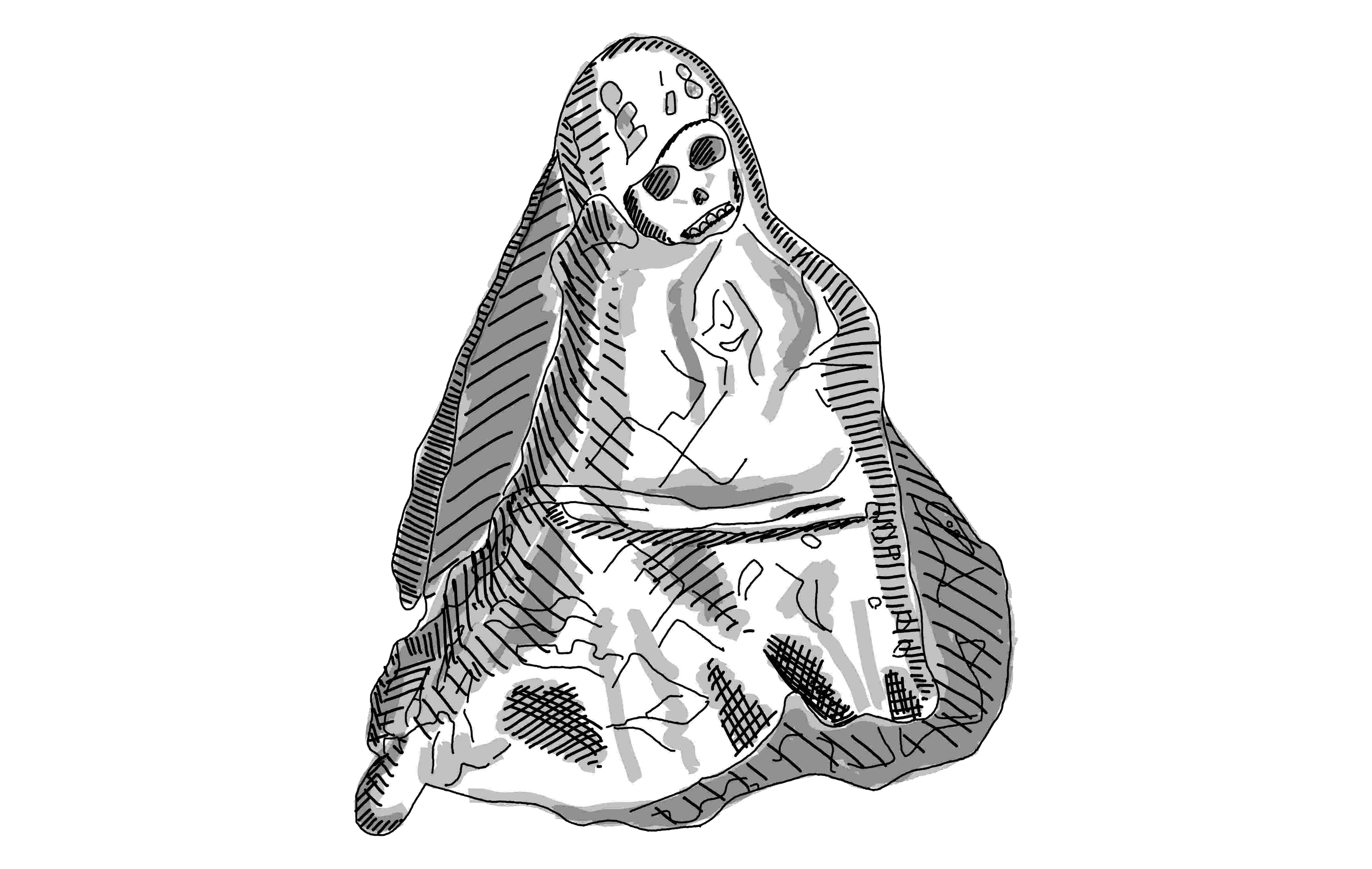 Sketch of the mummified person in the BASA Museum.