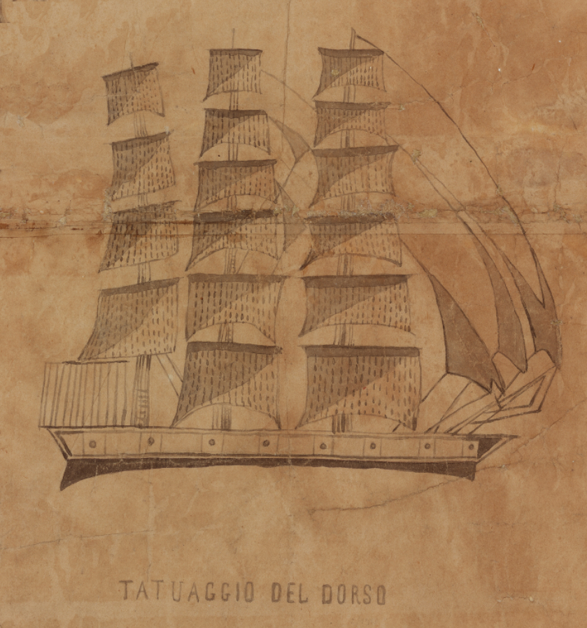Tattoo Drawing from Alessandria in the “Cesare Lombroso” Museum of Criminal Anthropology.